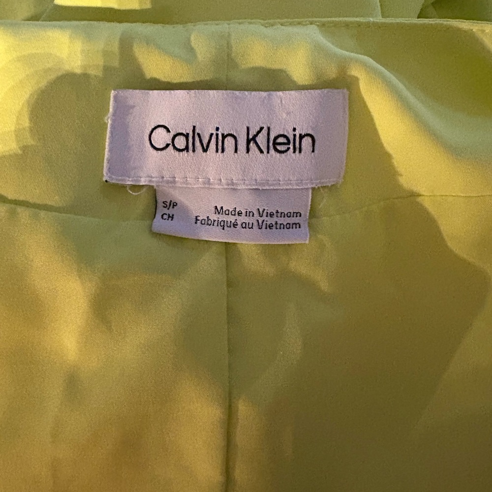 CALVIN KLIEN lemon yellow maxi slip dress in Sz S - Picture 6 of 8